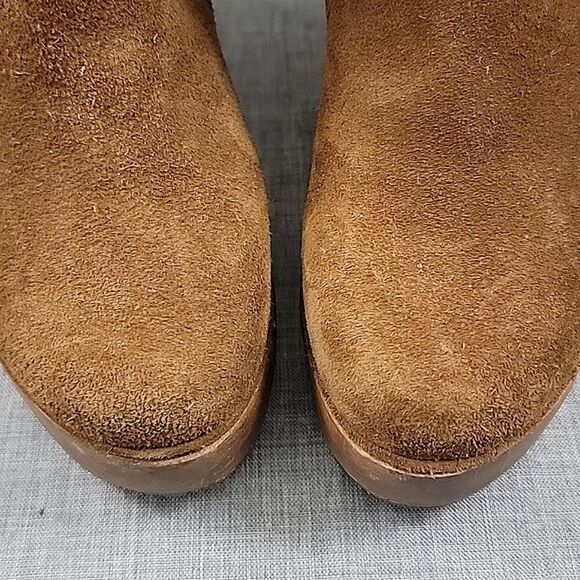 Michael Kors Tall Brown Suede Leather Strappy Wedge Heeled Slouch Boots SZ  6.5 - Picture 4 of 13